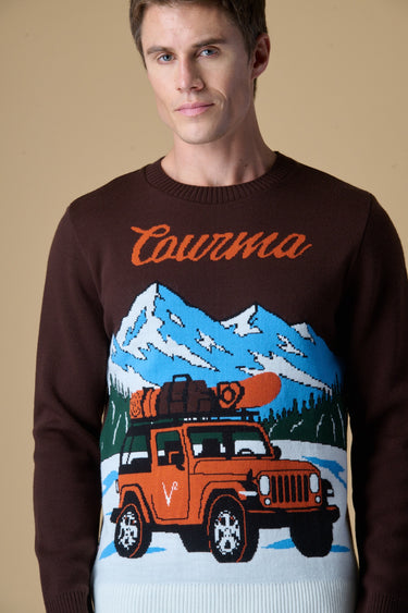 Maglione Girocollo con intarsio Jaquard Courma Moro