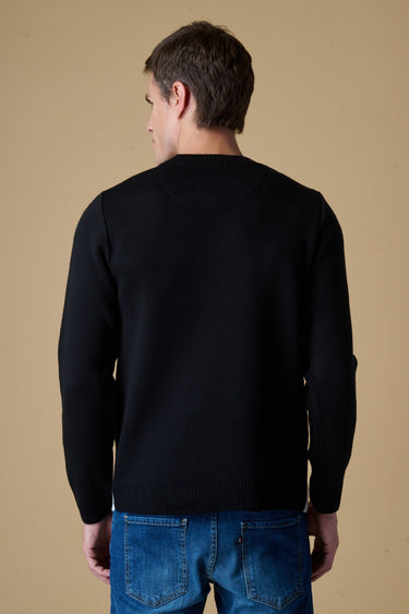 Maglione Girocollo con intarsio Jaquard Aspen Nero