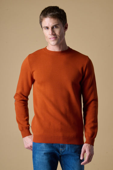 Maglione Girocollo Punto Stoffa Coccio con Toppe Ricamate in doppio tessuto V2