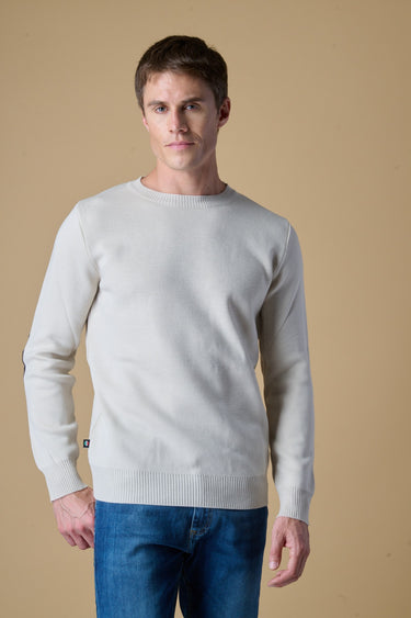 Maglione Girocollo Punto Stoffa Burro con Toppe Ricamate in doppio tessuto V2