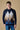 Maglione Girocollo Blu con intarsio Rombi