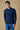 Maglione Girocollo Blu misto Alpaca con Ricami a X