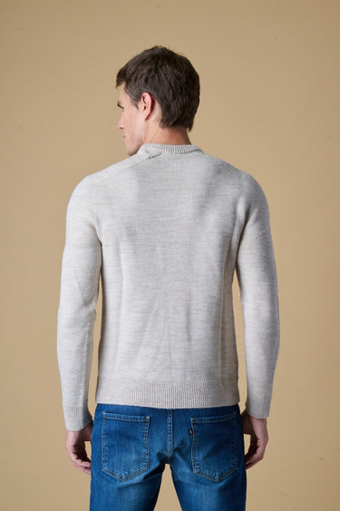 Maglione Girocollo Burro misto Alpaca con Ricami a X