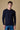 Maglione Girocollo in viscosa Blu con Toppe in tessuto V2