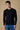 Maglione Girocollo in viscosa Nero con Toppe in tessuto V2