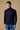 Maglione Dolcevita in viscosa Blu con Toppe in tessuto V2