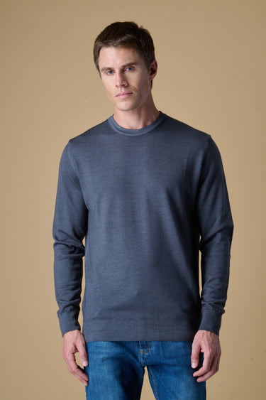 Maglione Girocollo in 100% Extrafine Merino tinto capo Piombo