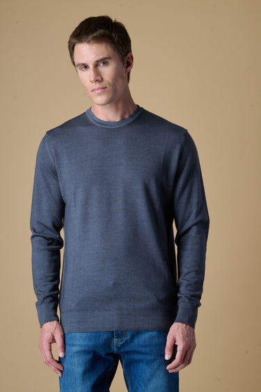 Maglione Girocollo in 100% Extrafine Merino tinto capo Piombo
