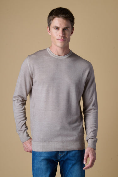 Maglione Girocollo in 100% Extrafine Merino tinto capo Sabbia