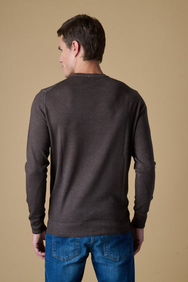 Maglione Girocollo in 100% Extrafine Merino tinto capo Moro