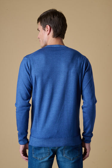 Maglione Girocollo in 100% Extrafine Merino tinto capo Jeans