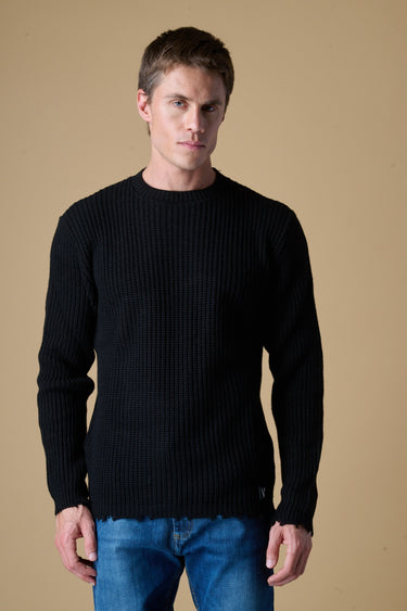 Maglione Costa Inglese con strappi Nero