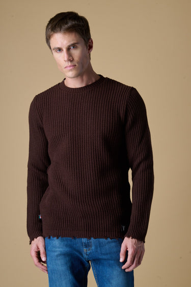 Maglione Costa Inglese con strappi Moro