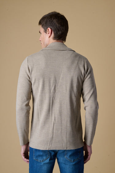 Giacca Monopetto punto stoffa Tortora con pochette in tessuto V2