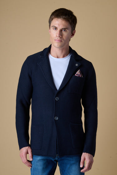 Giacca Monopetto Links Blu con pochette e interno collo in tessuto V2