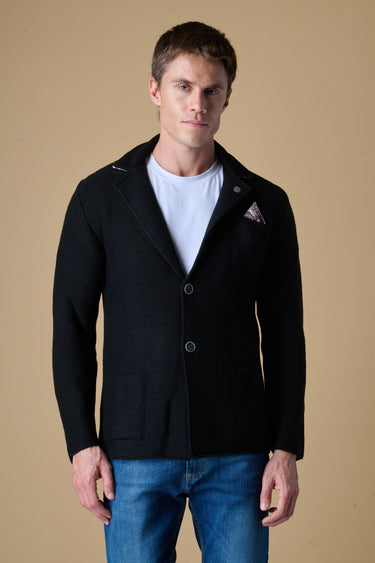 Giacca Monopetto Links Nera con pochette e interno collo in tessuto V2