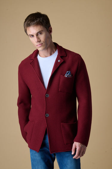 Giacca Monopetto Links Bordeaux con pochette e interno collo in tessuto V2