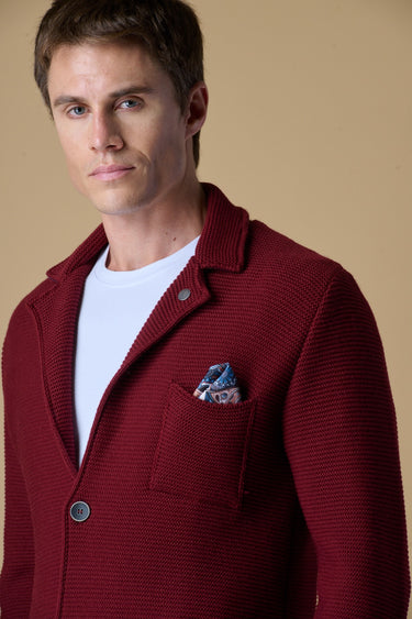 Giacca Monopetto Links Bordeaux con pochette e interno collo in tessuto V2