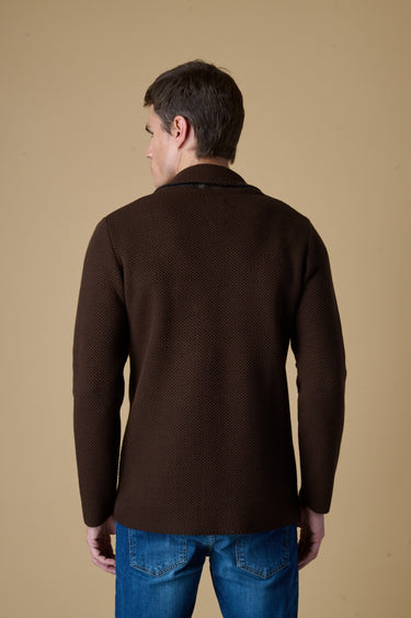 Giacca Monopetto Occhio di Pernice Premium Moro con taschino Jeans, Pochette e interno collo in tessuto V2