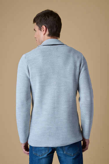 Giacca Monopetto Occhio di Pernice Premium Grigio Perla con taschino Jeans, Pochette e interno collo in tessuto V2