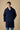 Blue boiled wool single-breasted pinstripe coat with V2 fabric lining