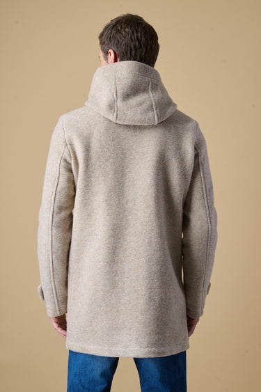 Sand boiled-wool long parka with V2 fabric lining