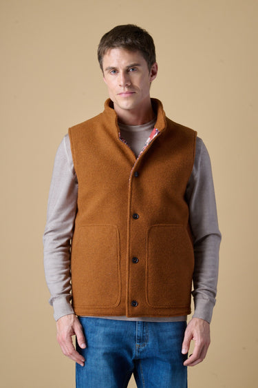 Gilet in Lana Cotta Coccio con fodera interna in Tessuto V2