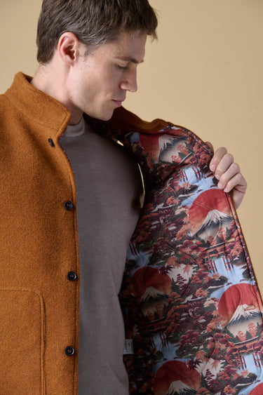 Gilet in Lana Cotta Coccio con fodera interna in Tessuto V2