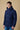 Blue mélange seed-stitch short parka with V2 fabric lining