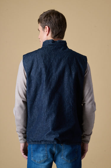 Gilet Denim Lavaggio 0 imbottito con tasche in Velluto e fodera interna in tessuto V2