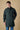 Military green pinstripe tailored coat with V2 fabric lining