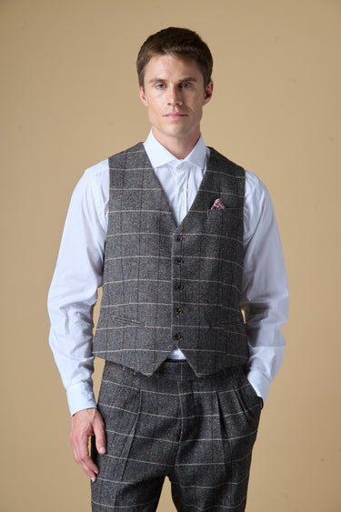 Gilet Sartoriale Blu con Pochette e fodera interna in tessuto V2