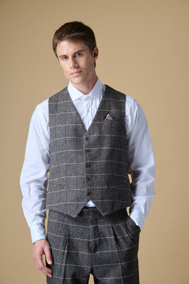 Gilet Sartoriale Blu con Pochette e fodera interna in tessuto V2