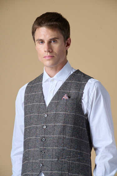 Gilet Sartoriale Blu con Pochette e fodera interna in tessuto V2