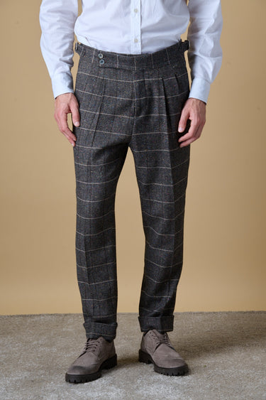 Pantalone Sartoriale Doppia Pence Spigato Moro con interni in tessuto V2