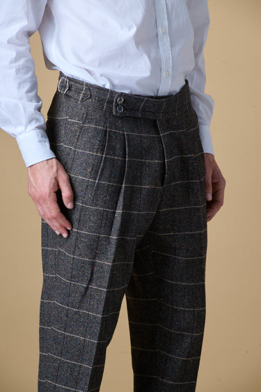 Pantalone Sartoriale Doppia Pence Spigato Moro con interni in tessuto V2