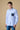 Camicia Oxford Rigata Blu con taschino e dettagli in tessuto V2