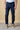 ROMA - Chino Slim in cotone Blu con salpa ricamata in tessuto V2