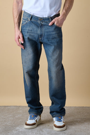 DETROIT - Jeans Loose Fit - Vintage Blu con salpa in doppio tessuto V2