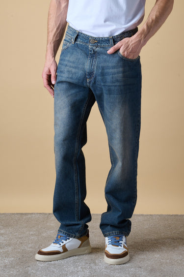 DETROIT - Jeans Loose Fit - Vintage Blu con salpa in doppio tessuto V2
