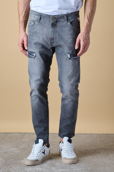 LONDON - Jeans Slim Fit - Antracite con doppia Patch frontale e Tasca in tessuto V2
