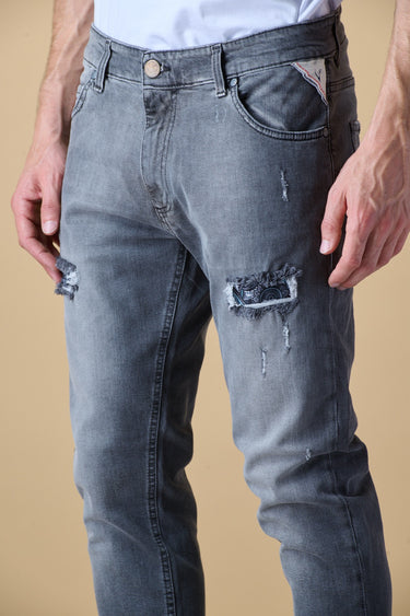 LONDON - Jeans Slim Fit - Antracite con doppia Patch frontale e Tasca in tessuto V2