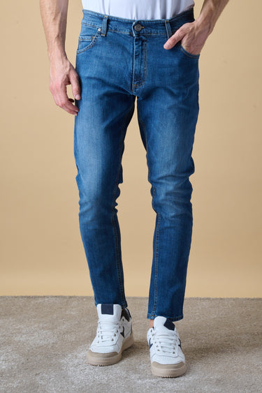 NEW YORK - Jeans Slim Fit - Blu con Tasca in tessuto V2