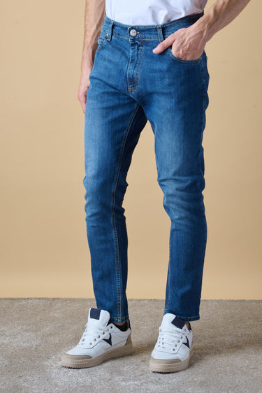 NEW YORK - Jeans Slim Fit - Blu con Tasca in tessuto V2