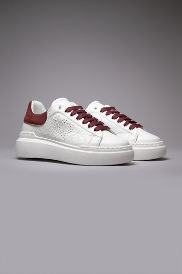 HAMMER - Sneakers a suola alta in pelle martellata con retro scamosciato e lacci Bordeaux