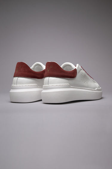 HAMMER - Sneakers a suola alta in pelle martellata con retro scamosciato e lacci Bordeaux