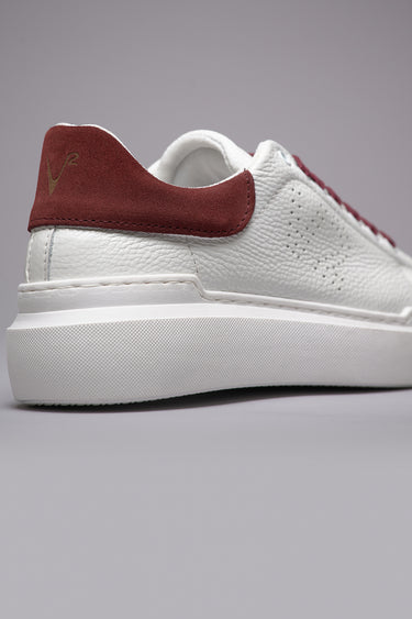 HAMMER - Sneakers a suola alta in pelle martellata con retro scamosciato e lacci Bordeaux