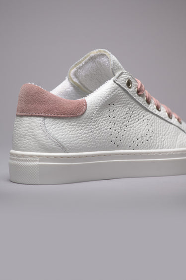 TENNIS - White low sole sneakers with Powder Pink back and laces