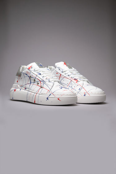 VEGA - Grey retro high-top sneakers with studs and paint splashes