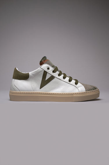 OLYMPIC - Low-top sneakers in white leather with fabric tongue